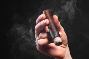 smoking a cigar
